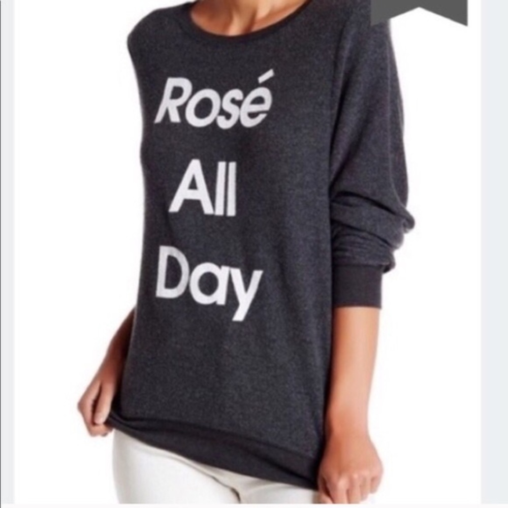 WILDFOX rose all day gray sweatshirt XS